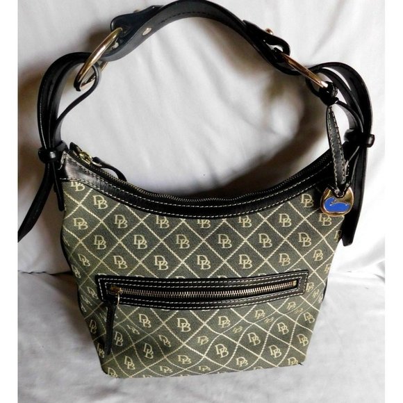 DOONEY BOURKE DB Blue/Gray Canvas Black Leather - Picture 2 of 8